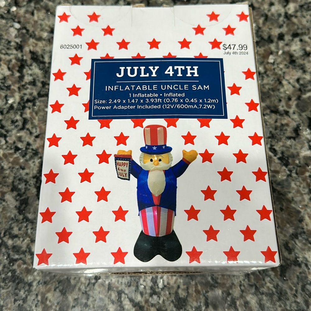 New Inflatable Uncle Sam Decor July 4TH, 3.9' Tall